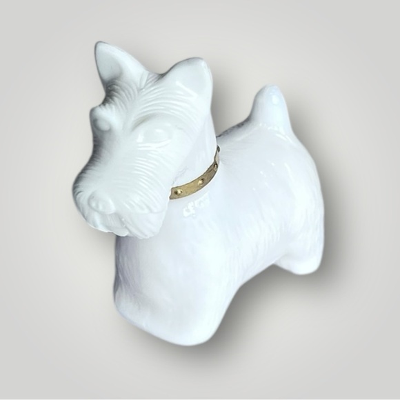 Vintage Avon White Scottie Dog Figurine with Gold Collar Perfume Bottle - Picture 2 of 13